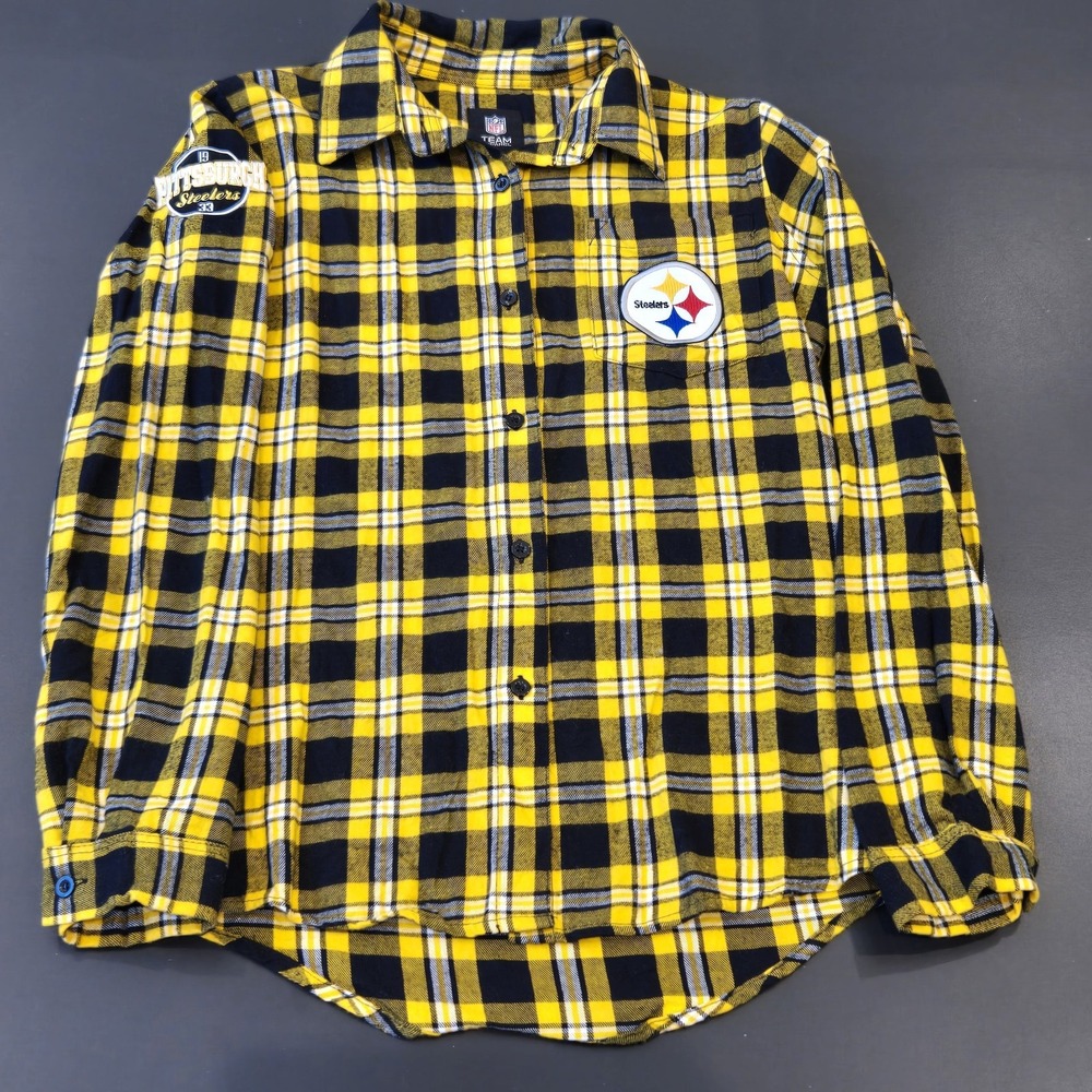 NFL Pittsburgh Steelers S Women's Flannel Shirt Black Yellow Longsleeve Football